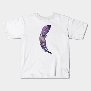 Galaxy Feather | Purple + Pink Feather | Watercolor Galaxy Feather Kids T-Shirt